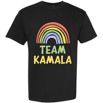 Happy Colorful Team Kamala Rainbow Pride Green Yellow Garment-Dyed Heavyweight T-Shirt