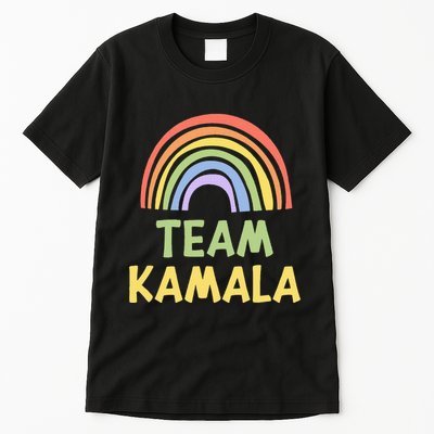 Happy Colorful Team Kamala Rainbow Pride Green Yellow Tall T-Shirt