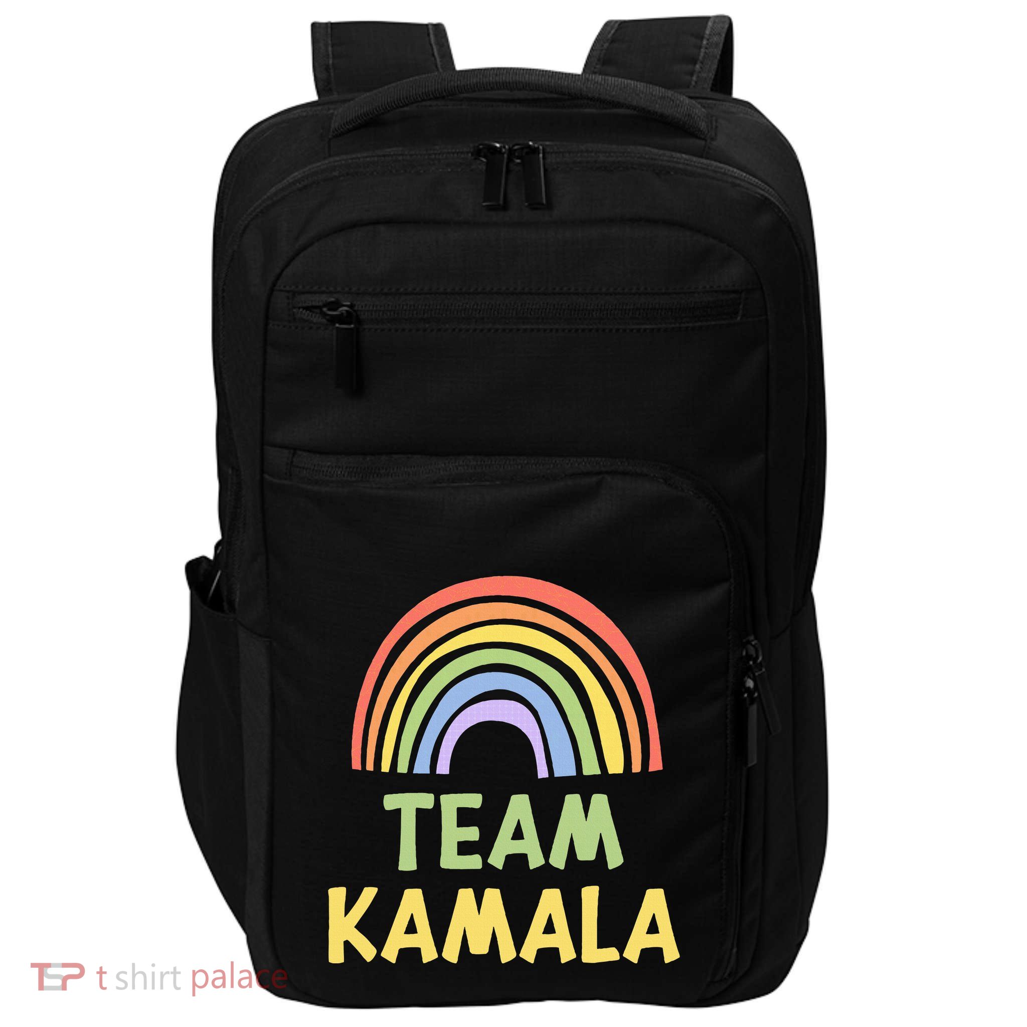 Happy Colorful Team Kamala Rainbow Pride Green Yellow Impact Tech Backpack