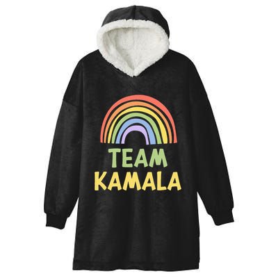 Happy Colorful Team Kamala Rainbow Pride Green Yellow Hooded Wearable Blanket