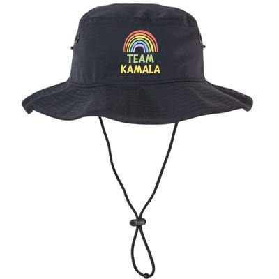 Happy Colorful Team Kamala Rainbow Pride Green Yellow Bucket Hat