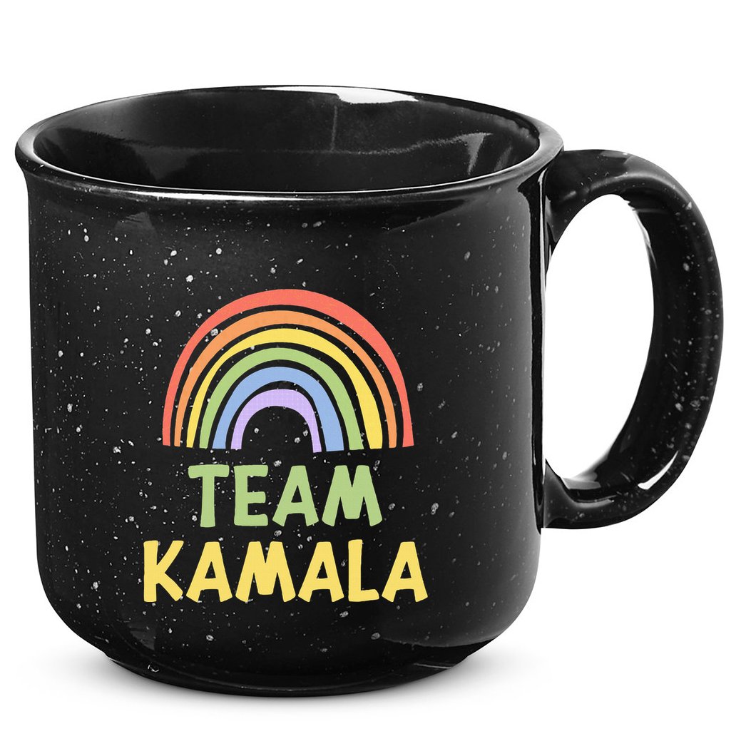 Happy Colorful Team Kamala Rainbow Pride Green Yellow 15oz Campfire Ceramic Mug