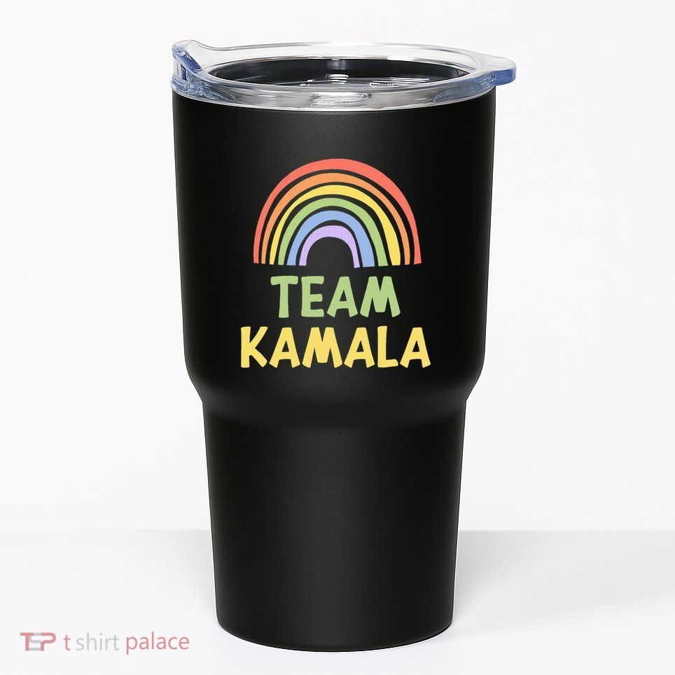 Happy Colorful Team Kamala Rainbow Pride Green Yellow Tumbler