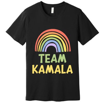 Happy Colorful Team Kamala Rainbow Pride Green Yellow Premium T-Shirt