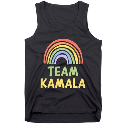 Happy Colorful Team Kamala Rainbow Pride Green Yellow Tank Top