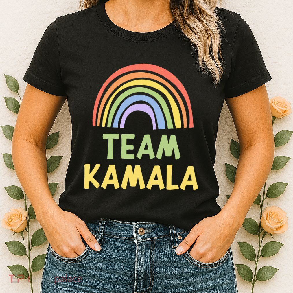 Happy Colorful Team Kamala Rainbow Pride Green Yellow Womens T-Shirt