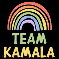 Happy Colorful Team Kamala Rainbow Pride Green Yellow Womens T-Shirt