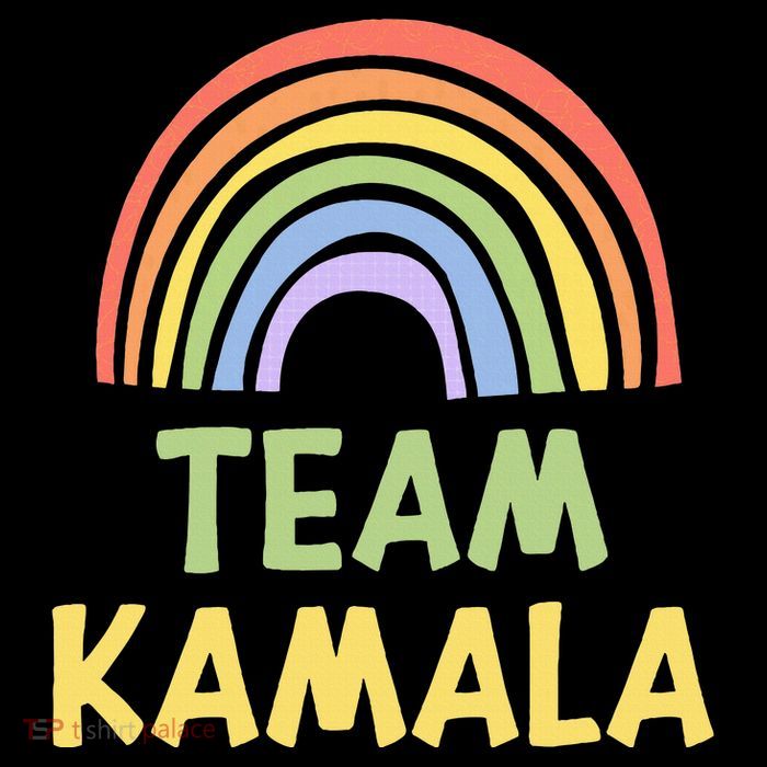 Happy Colorful Team Kamala Rainbow Pride Green Yellow Womens T-Shirt