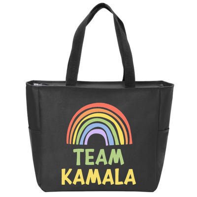 Happy Colorful Team Kamala Rainbow Pride Green Yellow Zip Tote Bag