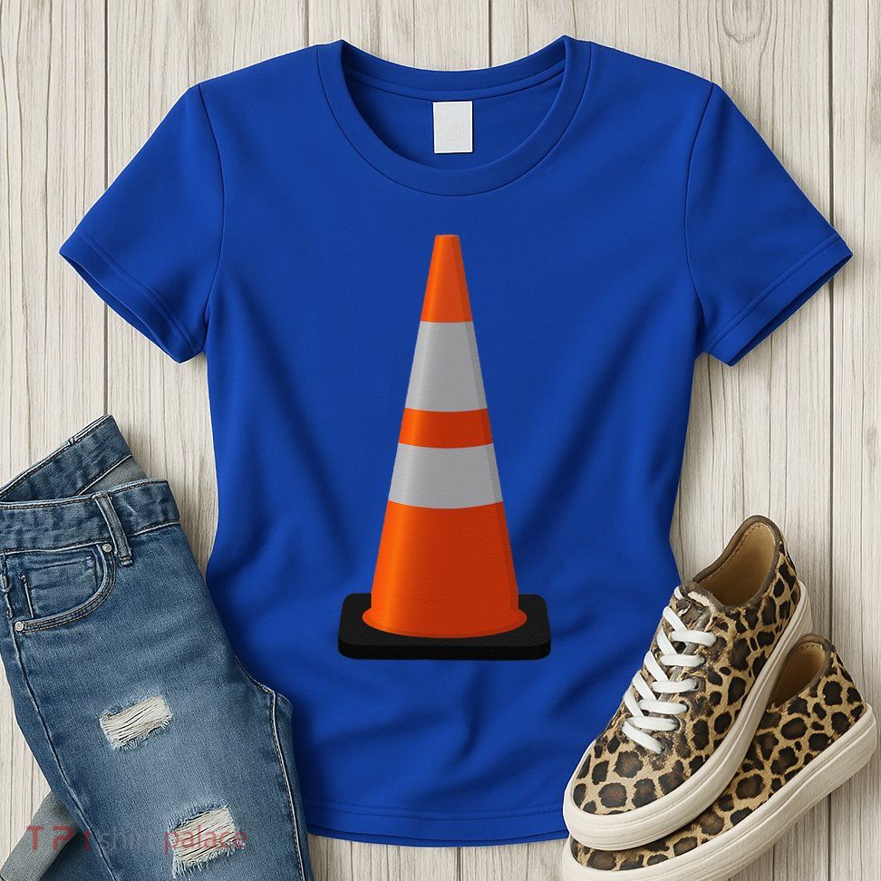 Halloween Costume Traffic Cone Funny Simple Safety Pylon Womens T-Shirt