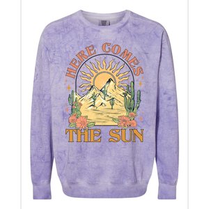 Here Comes The Sun Summer Vibes Summertime Vacation Funny Gift Colorblast Crewneck Sweatshirt