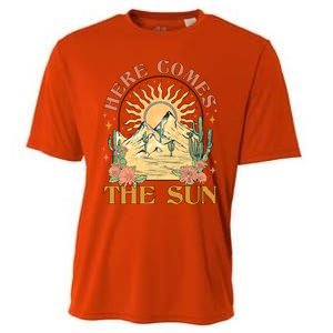 Here Comes The Sun Summer Vibes Summertime Vacation Funny Gift Cooling Performance Crew T-Shirt