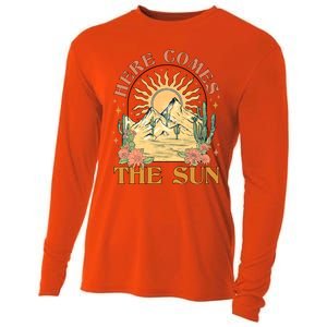 Here Comes The Sun Summer Vibes Summertime Vacation Funny Gift Cooling Performance Long Sleeve Crew