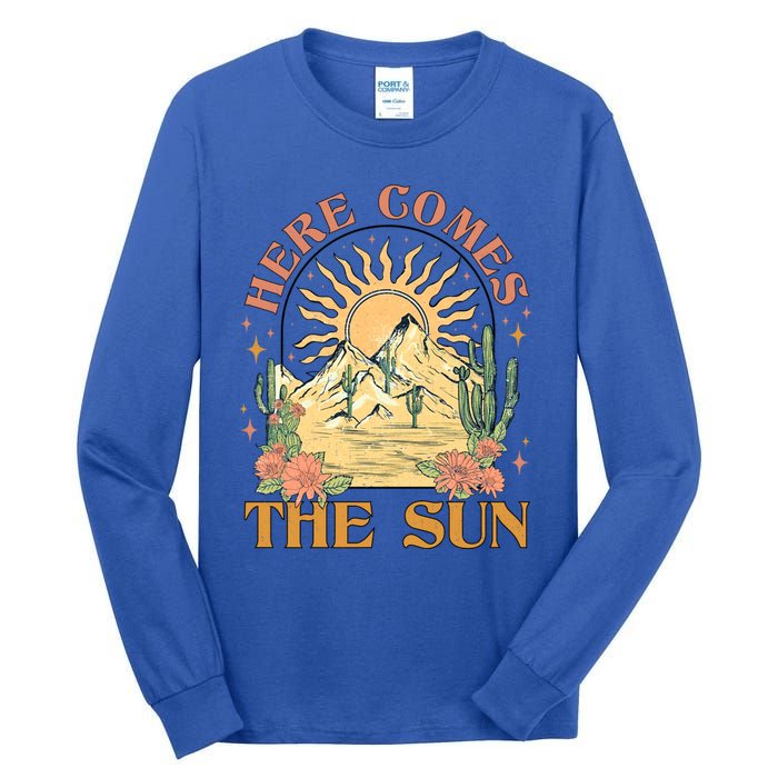 Here Comes The Sun Summer Vibes Summertime Vacation Funny Gift Tall Long Sleeve T-Shirt