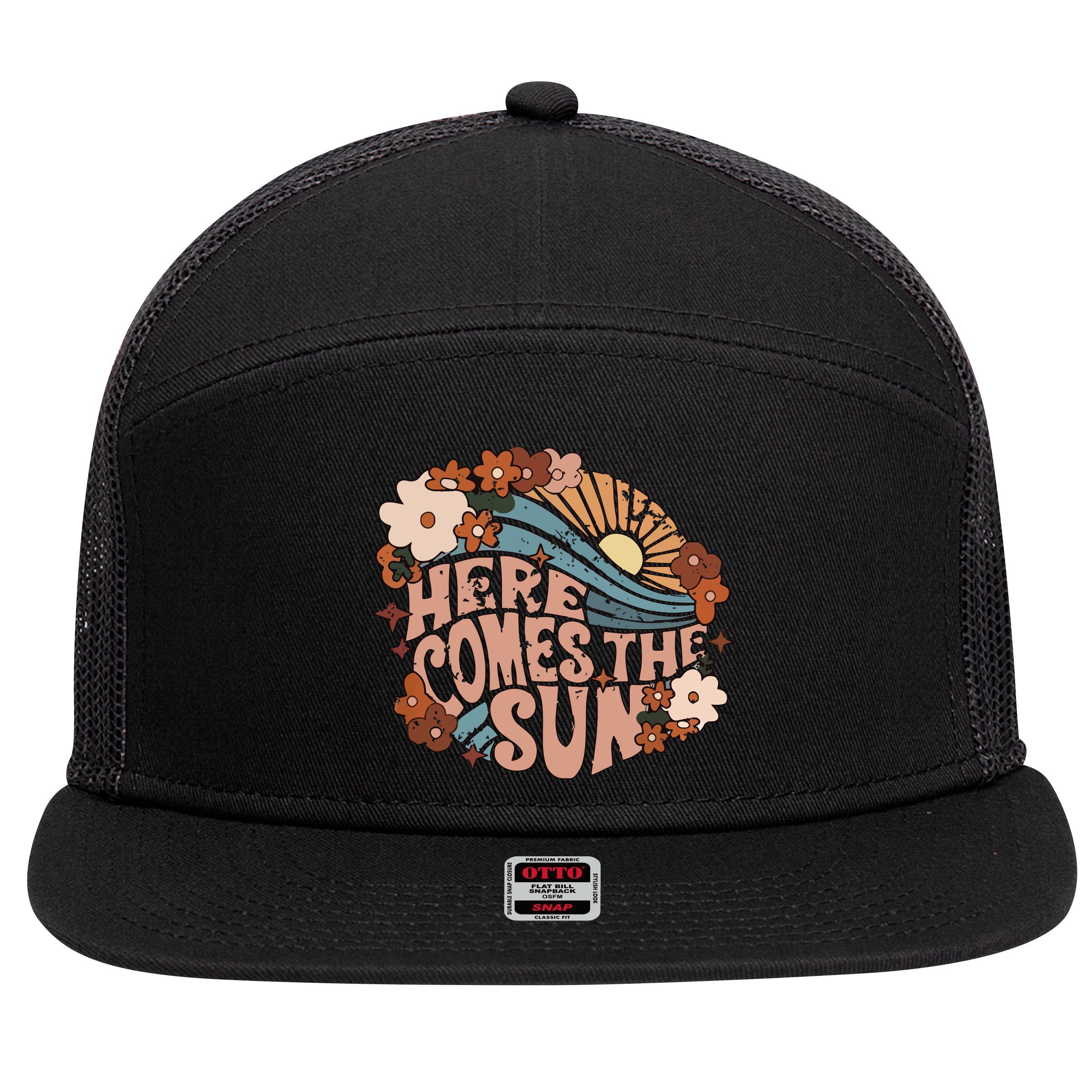 Here Comes The Sun Png Summer 7 Panel Mesh Trucker Snapback Hat