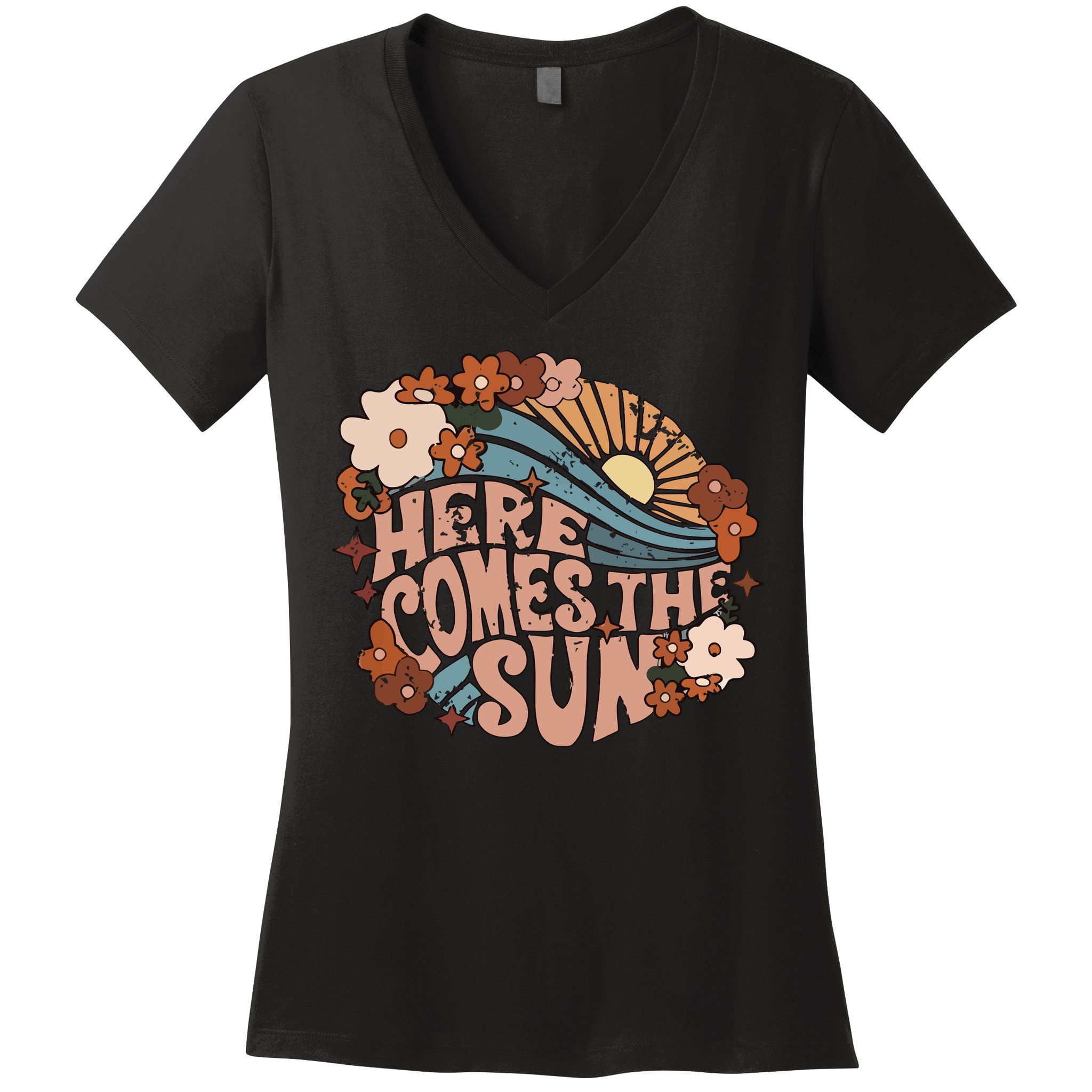 Here Comes The Sun Png Summer Women's V-Neck T-Shirt