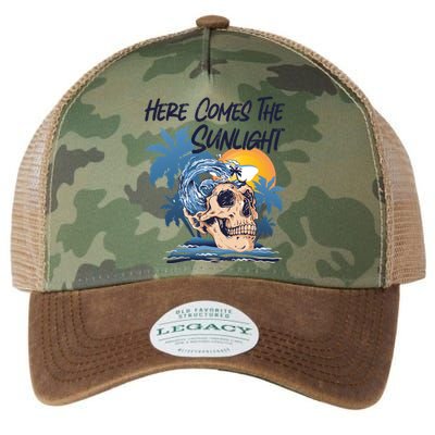 Here Comes The Sunlight Funny Summer Vibes Beach Vacation Gift Legacy Tie Dye Trucker Hat