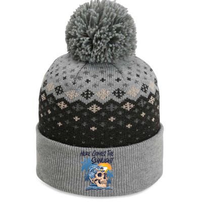 Here Comes The Sunlight Funny Summer Vibes Beach Vacation Gift The Baniff Cuffed Pom Beanie