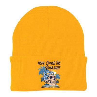 Here Comes The Sunlight Funny Summer Vibes Beach Vacation Gift Knit Cap Winter Beanie