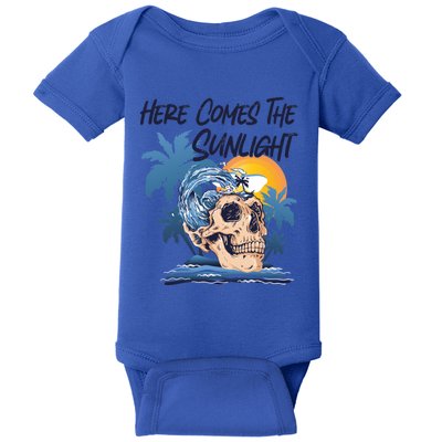 Here Comes The Sunlight Funny Summer Vibes Beach Vacation Gift Baby Bodysuit