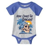 Here Comes The Sunlight Funny Summer Vibes Beach Vacation Gift Infant Baby Jersey Bodysuit