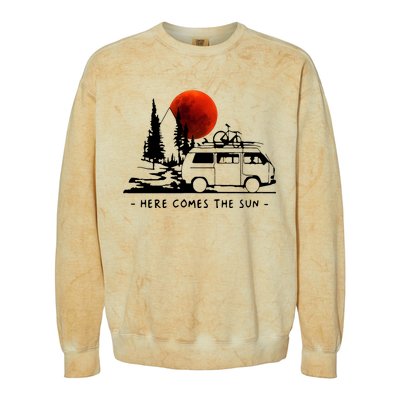 Here Comes The Sun Camping Life Cute Gift Colorblast Crewneck Sweatshirt