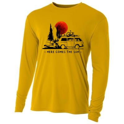 Here Comes The Sun Camping Life Cute Gift Cooling Performance Long Sleeve Crew