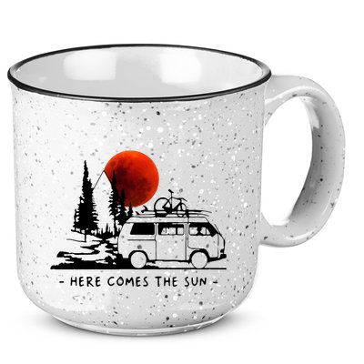 Here Comes The Sun Camping Life Cute Gift 15oz Campfire Ceramic Mug