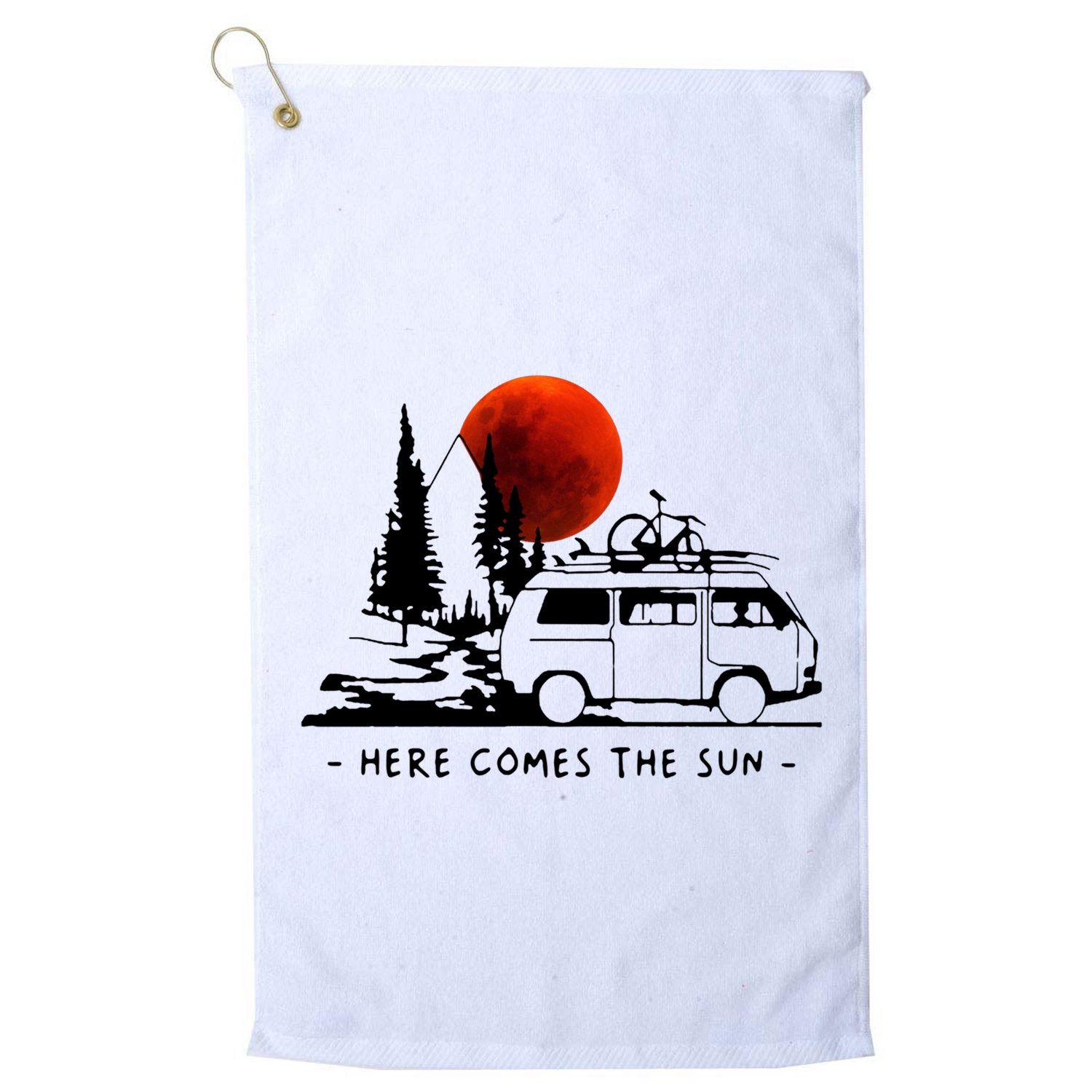 Here Comes The Sun Camping Life Cute Gift Golf Towel