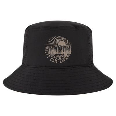 Happy Camper T With Trees Mountain And Sun Cool Comfort Performance Bucket Hat