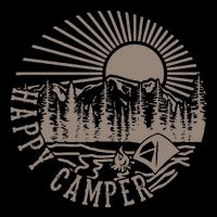 Happy Camper T With Trees Mountain And Sun Button