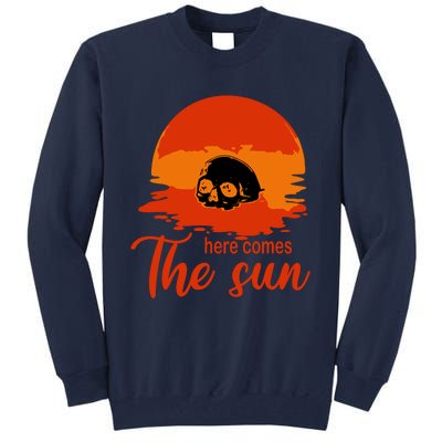 Here Comes The Sun Spooky Skull Vintage Halloween Tall Sweatshirt