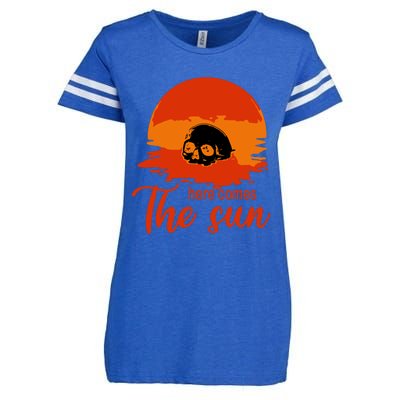 Here Comes The Sun Spooky Skull Vintage Halloween Enza Ladies Jersey Football T-Shirt