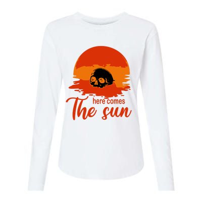 Here Comes The Sun Spooky Skull Vintage Halloween Womens Cotton Relaxed Long Sleeve T-Shirt