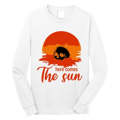 Here Comes The Sun Spooky Skull Vintage Halloween Long Sleeve Shirt