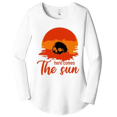 Here Comes The Sun Spooky Skull Vintage Halloween Women's Perfect Tri Tunic Long Sleeve Shirt