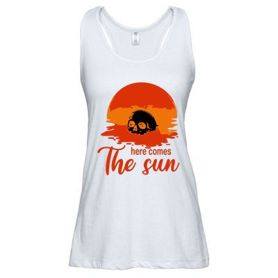 Here Comes The Sun Spooky Skull Vintage Halloween Ladies Essential Flowy Tank