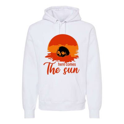 Here Comes The Sun Spooky Skull Vintage Halloween Premium Hoodie