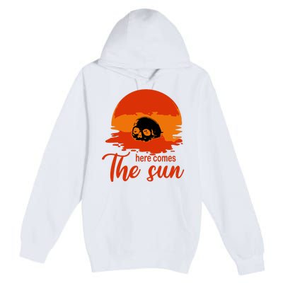 Here Comes The Sun Spooky Skull Vintage Halloween Premium Pullover Hoodie