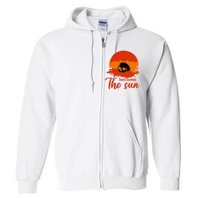 Here Comes The Sun Spooky Skull Vintage Halloween Full Zip Hoodie