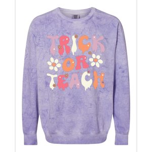 Halloween Costume Trick or Teach Ghost Groovy 70s Party Colorblast Crewneck Sweatshirt