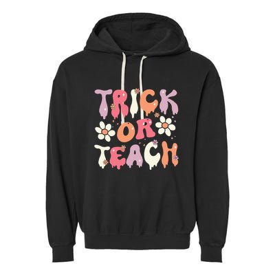 Halloween Costume Trick or Teach Ghost Groovy 70s Party Garment-Dyed Fleece Hoodie