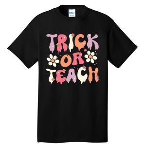 Halloween Costume Trick or Teach Ghost Groovy 70s Party Tall T-Shirt