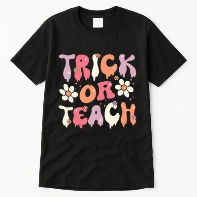 Halloween Costume Trick or Teach Ghost Groovy 70s Party Tall T-Shirt