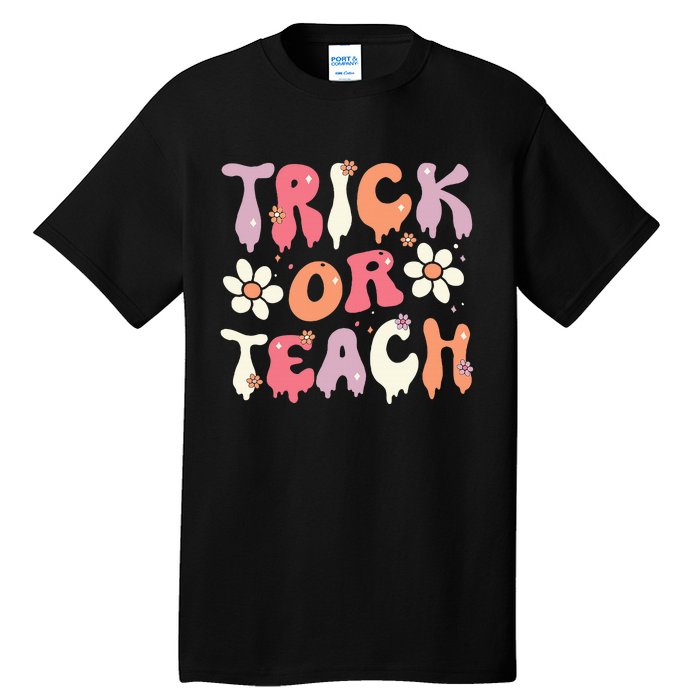 Halloween Costume Trick or Teach Ghost Groovy 70s Party Tall T-Shirt