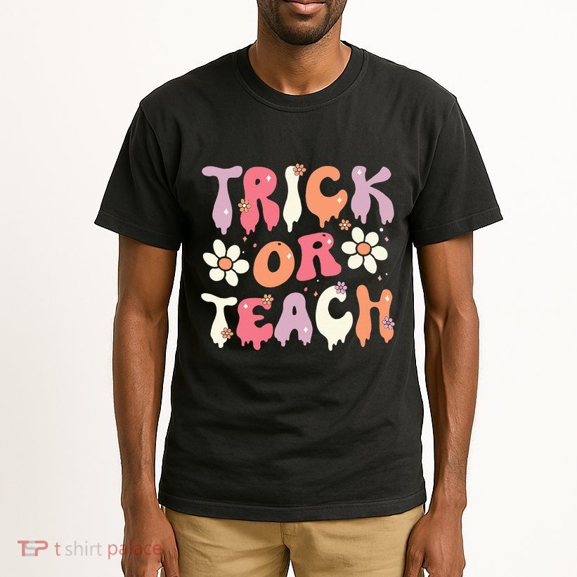 Halloween Costume Trick or Teach Ghost Groovy 70s Party Tall T-Shirt