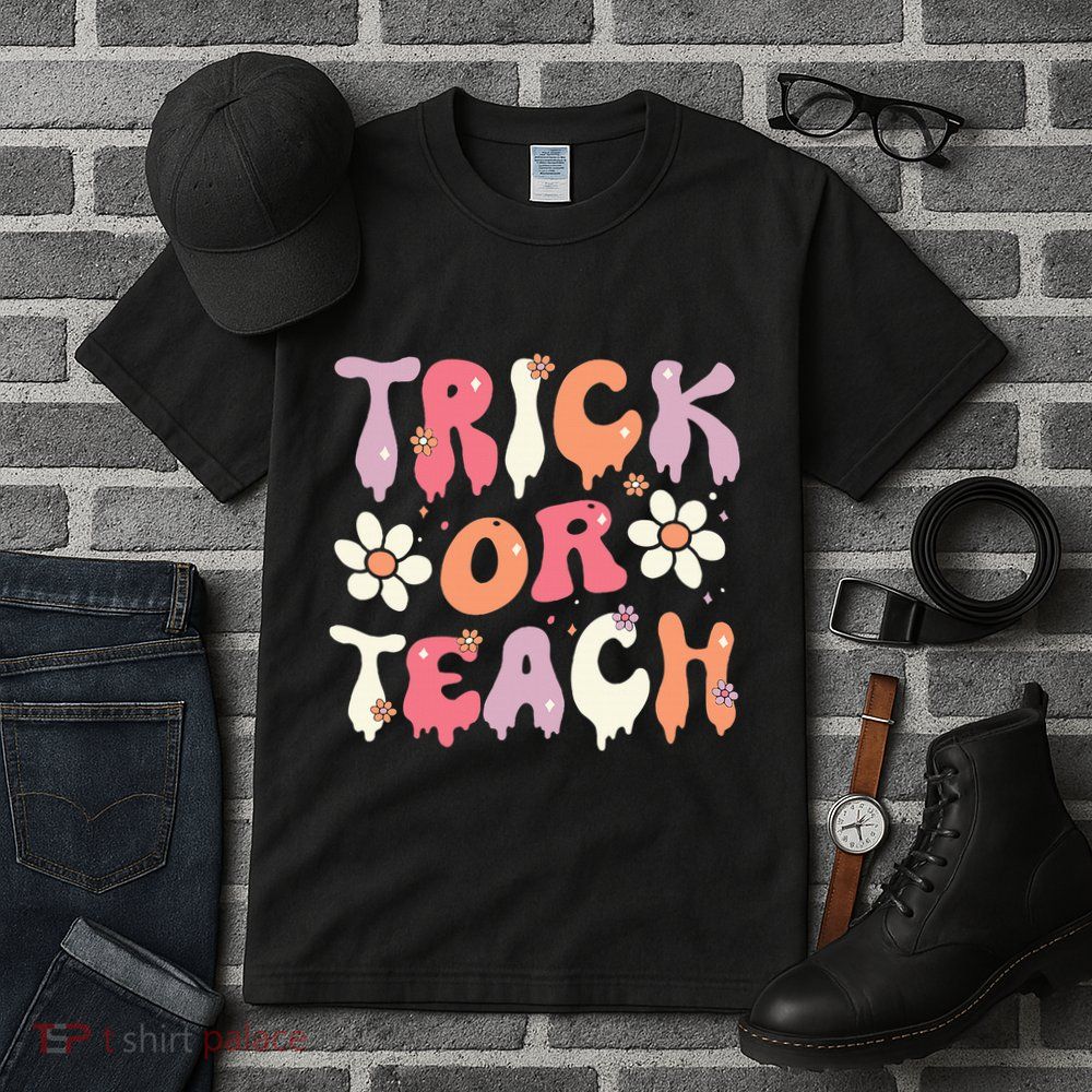 Halloween Costume Trick or Teach Ghost Groovy 70s Party Tall T-Shirt
