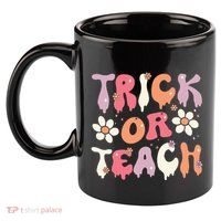 Halloween Costume Trick or Teach Ghost Groovy 70s Party 11oz C Handle Ceramic Mug