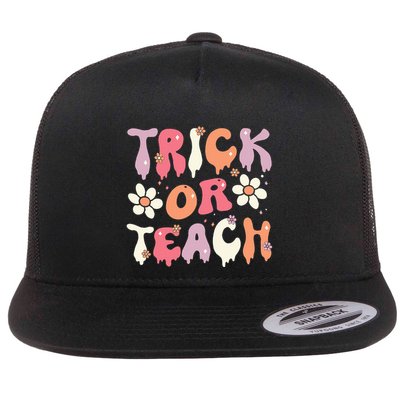 Halloween Costume Trick or Teach Ghost Groovy 70s Party Flatbill Hat