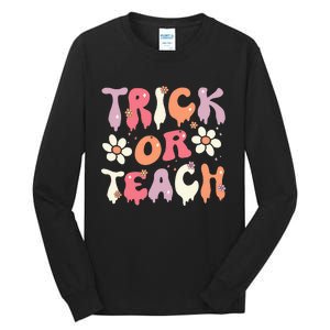 Halloween Costume Trick or Teach Ghost Groovy 70s Party Tall Long Sleeve T-Shirt